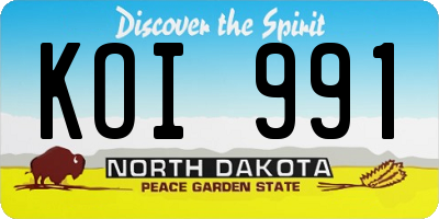 ND license plate KOI991