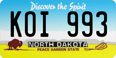 ND license plate KOI993