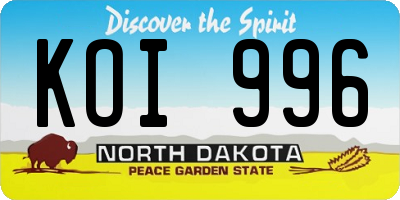 ND license plate KOI996