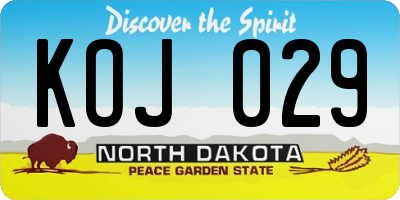 ND license plate KOJ029