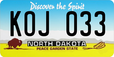 ND license plate KOJ033