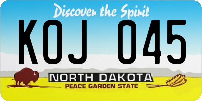 ND license plate KOJ045