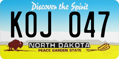 ND license plate KOJ047