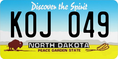 ND license plate KOJ049