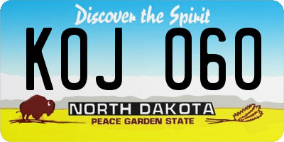 ND license plate KOJ060