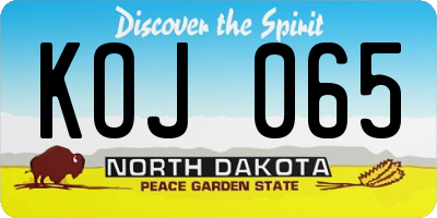 ND license plate KOJ065