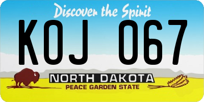 ND license plate KOJ067