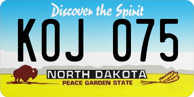 ND license plate KOJ075