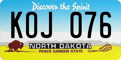 ND license plate KOJ076