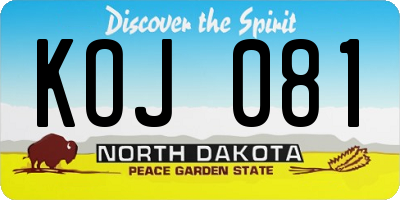 ND license plate KOJ081