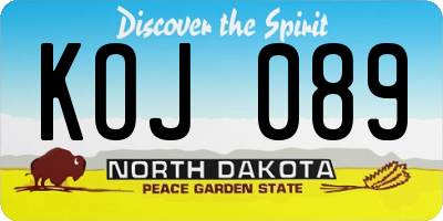 ND license plate KOJ089