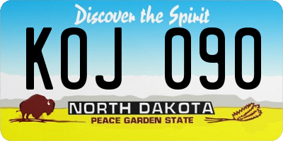 ND license plate KOJ090