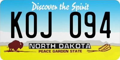 ND license plate KOJ094