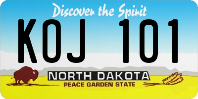 ND license plate KOJ101