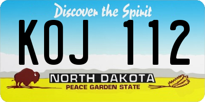 ND license plate KOJ112