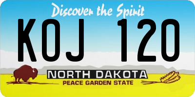 ND license plate KOJ120