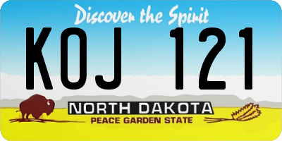 ND license plate KOJ121