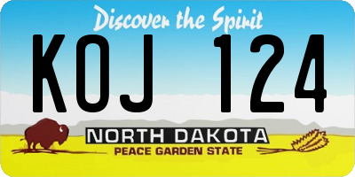 ND license plate KOJ124