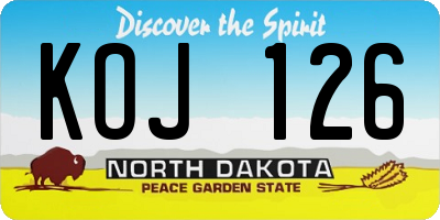 ND license plate KOJ126
