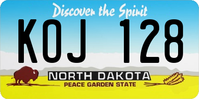 ND license plate KOJ128