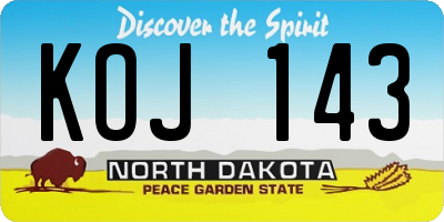 ND license plate KOJ143
