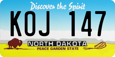 ND license plate KOJ147