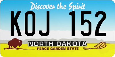 ND license plate KOJ152