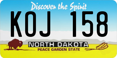 ND license plate KOJ158