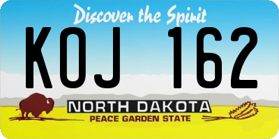 ND license plate KOJ162