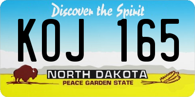 ND license plate KOJ165
