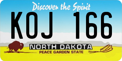 ND license plate KOJ166