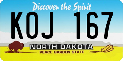 ND license plate KOJ167