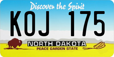 ND license plate KOJ175