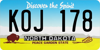 ND license plate KOJ178