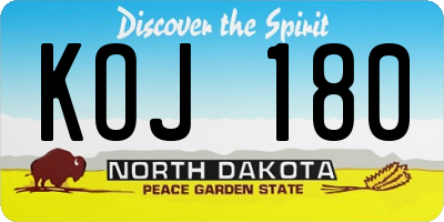 ND license plate KOJ180