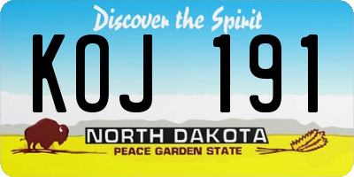 ND license plate KOJ191