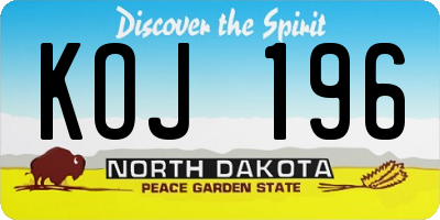 ND license plate KOJ196