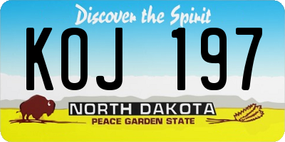 ND license plate KOJ197
