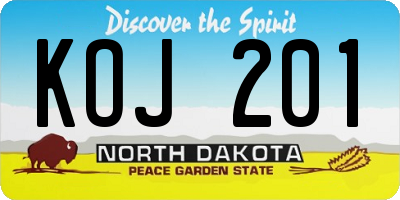 ND license plate KOJ201