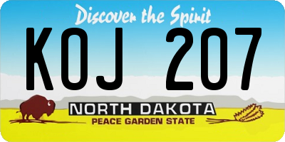 ND license plate KOJ207