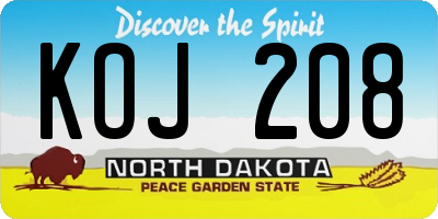 ND license plate KOJ208