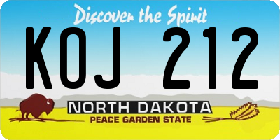 ND license plate KOJ212