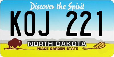 ND license plate KOJ221