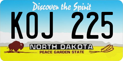 ND license plate KOJ225