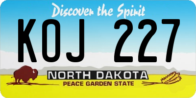 ND license plate KOJ227