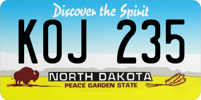 ND license plate KOJ235