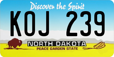 ND license plate KOJ239