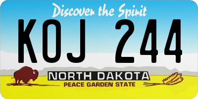 ND license plate KOJ244