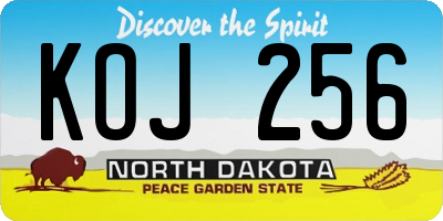 ND license plate KOJ256