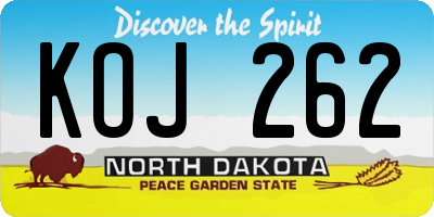 ND license plate KOJ262